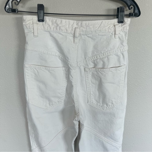 Isabel Marant Nadeloisa Tapered Leg Cotton High Rise Slim Jeans White Trousers 2 - Picture 10 of 13